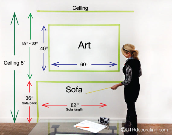 How to hang pictures above a sofa